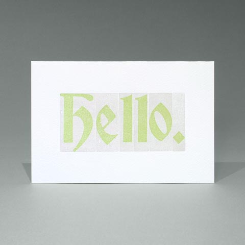 Letterpress printed Woodletter ‘Hello’ card