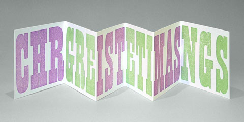 ‘Christmas Greetings’ Woodletter Concertina card