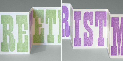 ‘Christmas Greetings’ Woodletter Concertina card detail