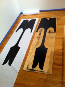 World’s largest movable letter ‘T’ alongside the print Nick Sherman made from it (image © Nick Sherman 2011)