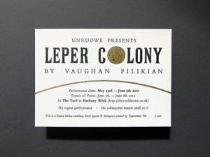 Leper Colony letterpress card
